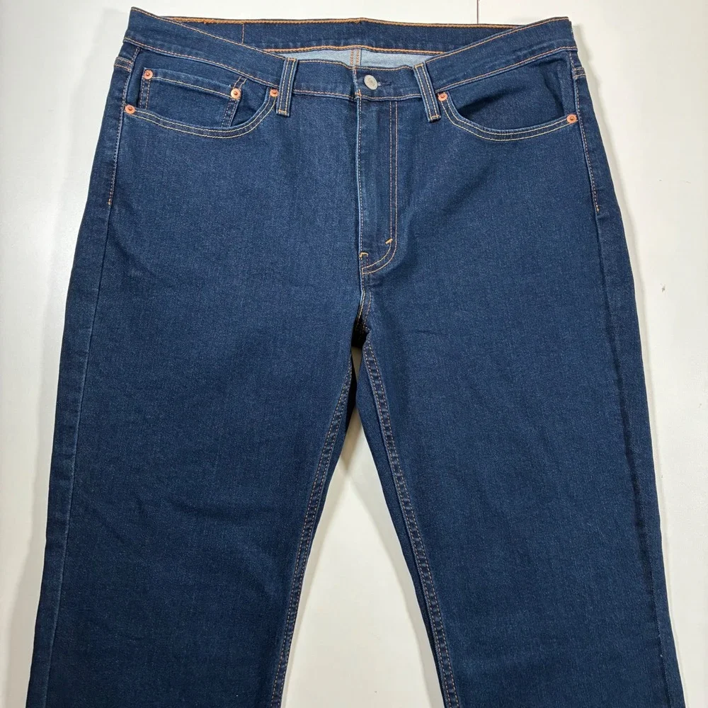 NEW Levi's 514 Straight Jeans 38x30 Blue Dark Wash Denim Stretch Tag 36x30 READ